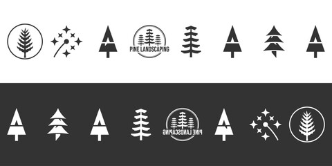 pine tree icon vector design, pine tree, symbol, illustration, editable pine tree design, silhouette