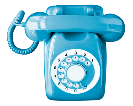 Blue png rotary telephone sticker, retro image, transparent background - Powered by Adobe
