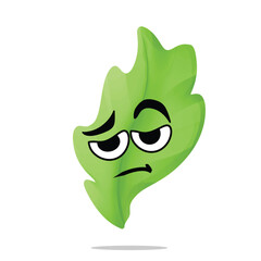 tired and lazy leaf mascot cartoon character. cute, funny and playful concept. ecology, education, and nature themes