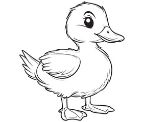 Duck and ducklings, Outline baby duck, Cute baby duck vector