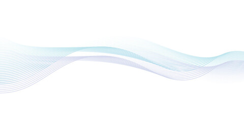 Abstract blue purple gradient flowing wave lines on white background. Modern colorful wavy lines pattern design element.