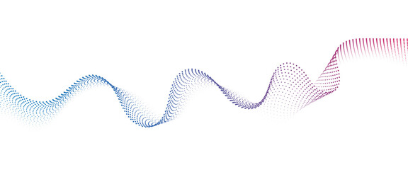 Flowing Dot Wave halftone gradient pattern on transparent background	