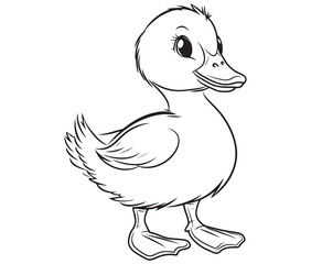 Duck and ducklings, Outline baby duck, Cute baby duck vector