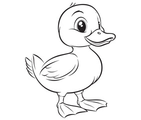 Duck and ducklings, Outline baby duck, Cute baby duck vector