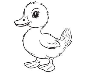 Duck and ducklings, Outline baby duck, Cute baby duck vector