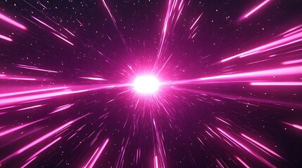 Naklejka premium Neon speed rays abstract background. A burst of pink light energy. The movement of luminous purple rays in space. 