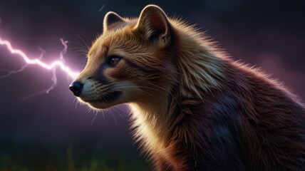 Fox Under Thunderstorm