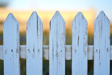 White Picket Fence with Partial Openings on Each Side for Text Space
