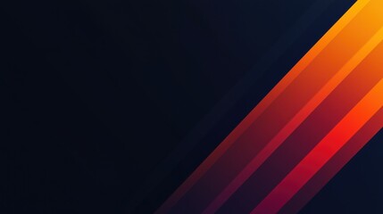 Obraz premium A dark background is intersected diagonally by bold orange and red stripes, creating a striking modern composition.