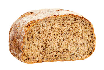 Loaf of wholegrain wheat bread   isolated on white background.