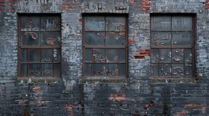 Gray Wall With Bricked In Widows