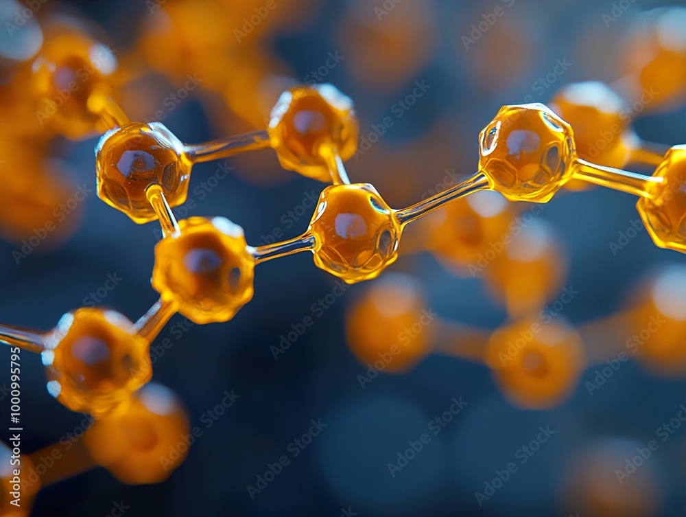 Sticker abstract molecular structure: a 3d render of a science concept