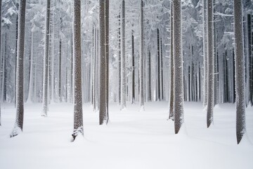 Snow-Covered Pine Trees in a Winter Forest