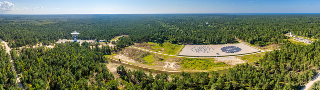 Panorama of radio telescope Irbene in Latvia, Europe