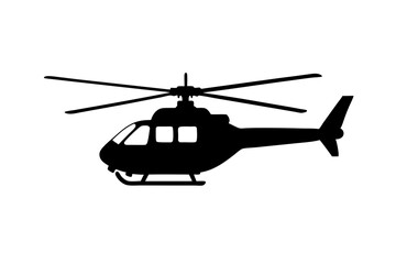 Vector helicopter in flight black aircraft silhouette illustration 