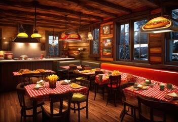 captivating display fast food variety versus inviting arrangement homemade dishes cozy setting, appetizer, bake, bowl, burger, comfortable, cuisine, cute