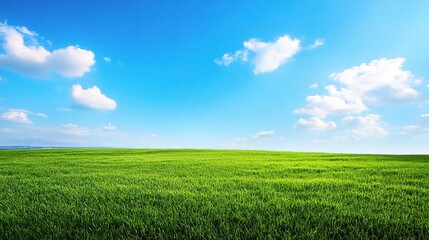 Obraz premium Serene Blue Sky Over Lush Green Field