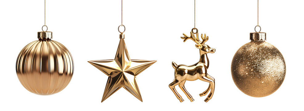 golden christmas ornaments decoration
