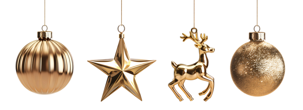 golden christmas ornaments decoration