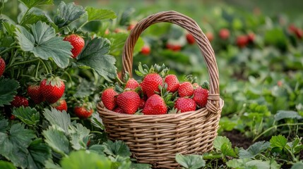strawberries in a basket. Selective focus