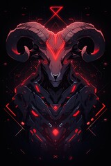 Cybernetic Ram with Neon Lights