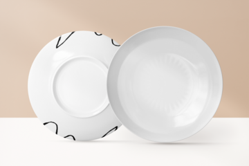 Porcelain plate mockup png transparent, tableware, realistic object
