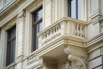 Obraz premium Textures and Details of a Building Facade Highlighting Architectural Features