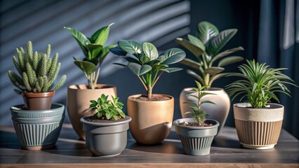 Obraz premium Set of Green plants in potted for interior decoration isolated on transparent png background, Houseplant for decorated in bedroom or living room, minimal natural health concept.