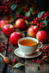 Fototapeta premium apples honey autumn concept. Selective focus