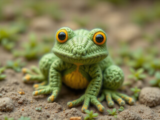 Obraz premium frog made by wool