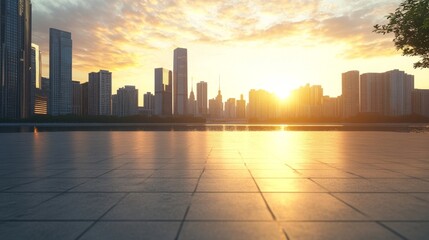 Obraz premium city at sunset