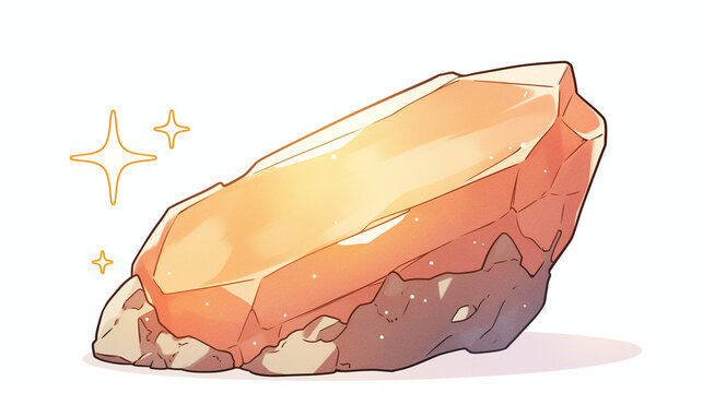 orange crystal rock with sparkles clip art preview
