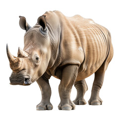 Fototapeta premium Large adult white rhinoceros standing with its massive body facing forward