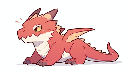 Obraz premium Cute Red Dragon Illustration - Fantasy Creature Art
