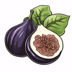 Naklejka premium Fresh Fig Clipart on White Background