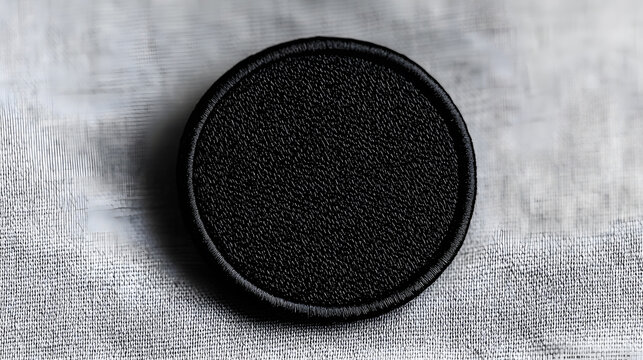 Black and white round embroidered patch mockup