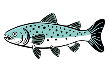 Trout fish colorful vector image, isolated on white background
