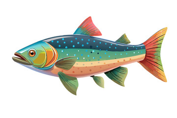 Trout fish colorful vector image, isolated on white background
