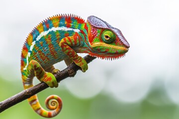 Obraz premium Colorful chameleon on a branch