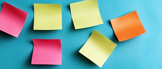 Colorful sticky notes organized on a teal background