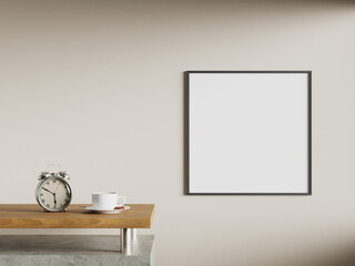 Empty framed canvas for mockups and art illustrations
