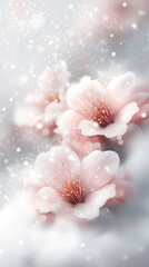 Fototapeta premium background with snowflakes and flowers