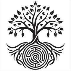 Obraz premium Celtic Tree of Life Clipart - Celtic Tree Silhouette Vector illustration - Celtic Tree Logo Concept