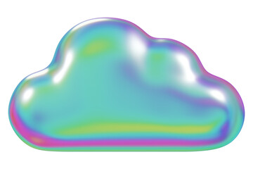 3D cloud png, metallic transparent background