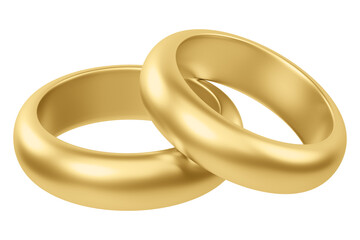 Gold wedding rings png 3D jewelry element, transparent background