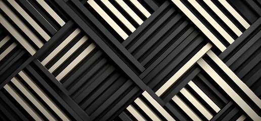 Abstract black and white striped geometric pattern with a diagonal pattern.