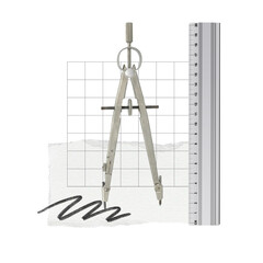 Mathematics aesthetic png, paper collage art, transparent background