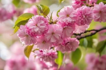 Fototapeta premium Vibrant pink cherry blossoms in full bloom