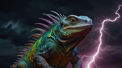 Obraz premium Iguana in a Storm