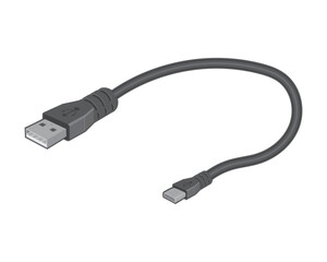 vector design of a black data cable which is usually called a USB cable which is used to transfer data or files from a cellphone or laptop or computer and other electronic items